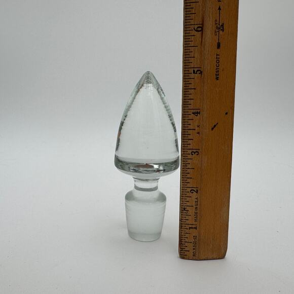 Vintage Clear Decanter Wine Stopper Glass Cone Spear 5" - Picture 2 of 4